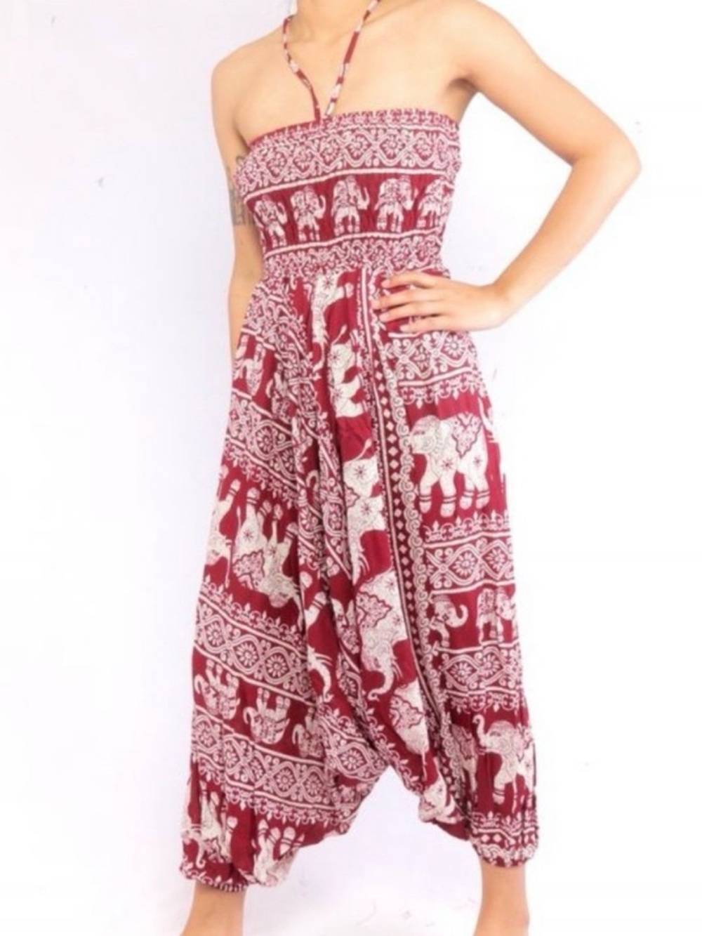 Earthbound Trading Co. Elephant Harem Pant Jumpsuit